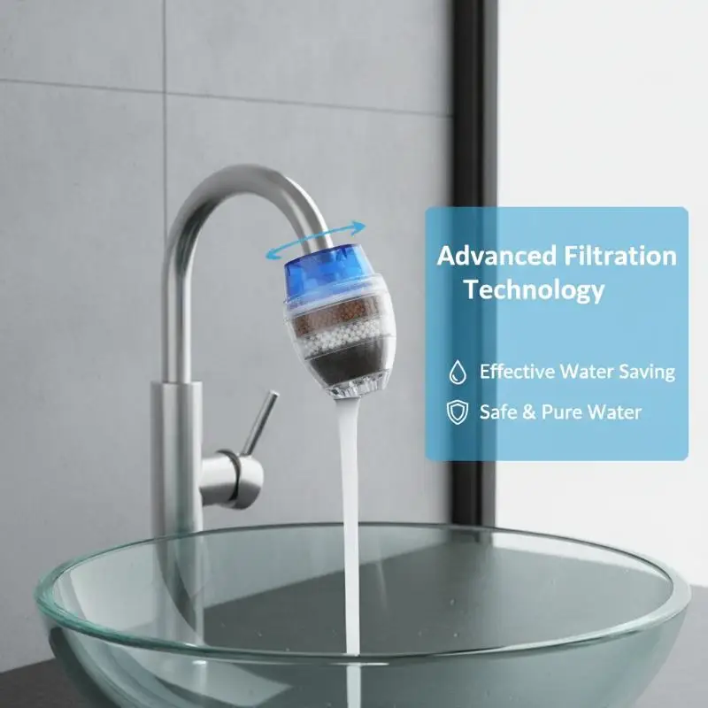 Faucet Water Purifier Multi Layer Filter Anti Splash Water Saving Rotatable Tap Nozzle Softener For Household Tap Water Cleaning
