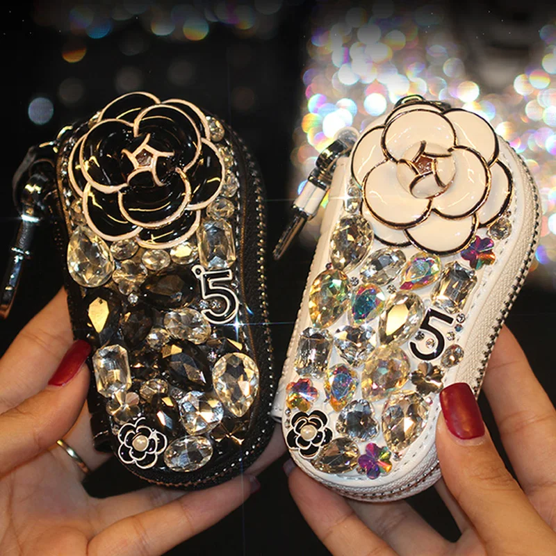 2022 Crystal Car Key Case Full Cover Shell Auto Key Protection  Key Chains Diamond  Car Bling Accessories  for Girls Woman