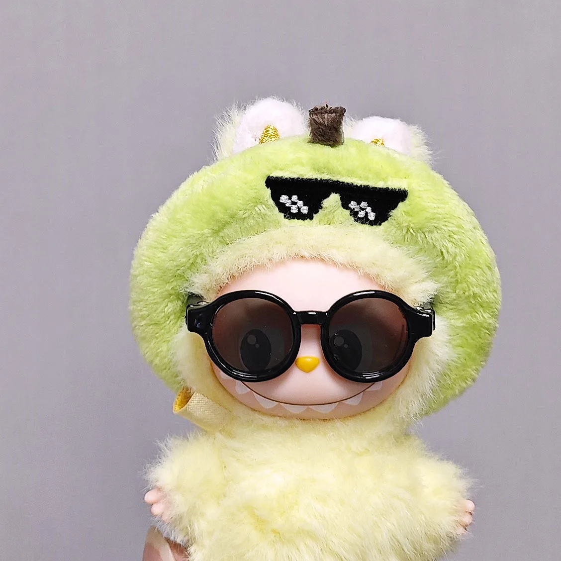 

New 10cm Labubu 4th Generation Mini Labubu Plush Headpieces Apple & Pear Designs With Matching Glasses