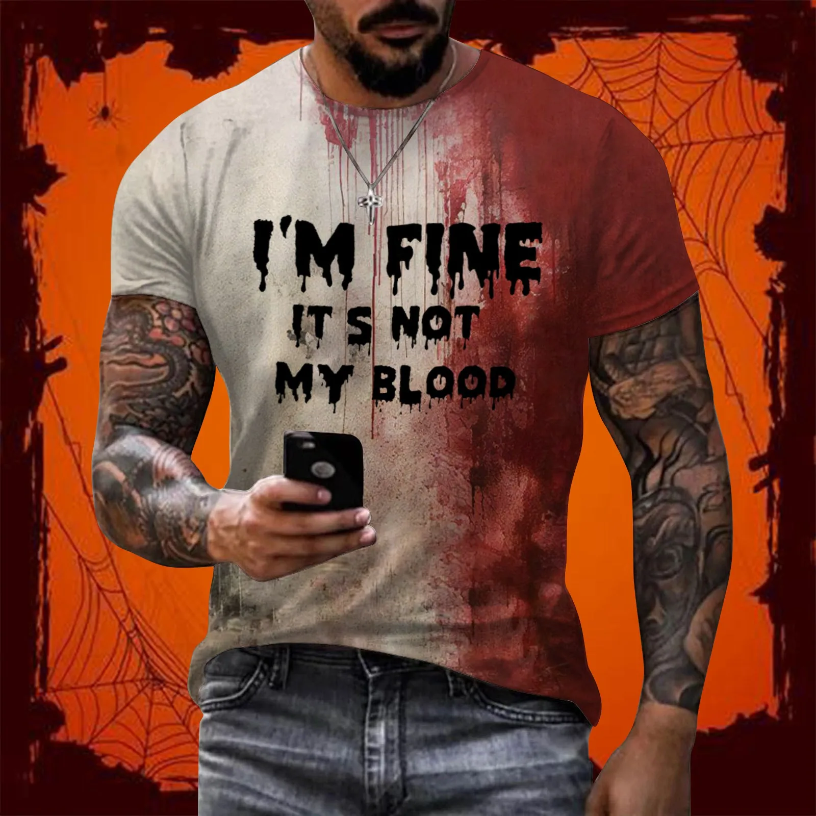 

I'M Fine Bloody Shirt Problem Solved T Shirt Women Funny Halloween Blood Clothes Hoodie