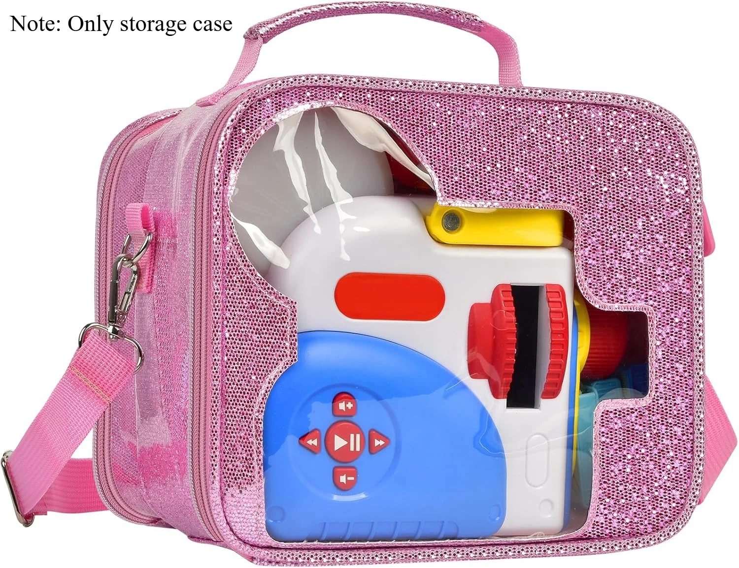 （CASE ONLY)Kids Story Projector Case, Portable Storage Bag for Toddler Toy with Glitter Design, Organizer for Storytime Books &