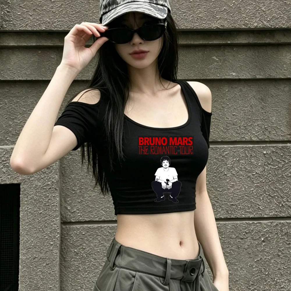 Bruno Mars cropped top girl gothic y2k meme tshirt streetwear y2k scene  baddie grunge