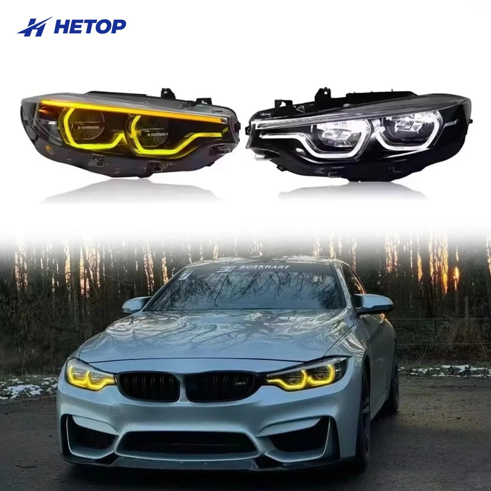 

HETOP F32 Headlights 2013-2019 Dual Color IKON V2 Yellow and White DRLs 4 Series F36 F80 M4 F82 Assembly Front Lights for BMW