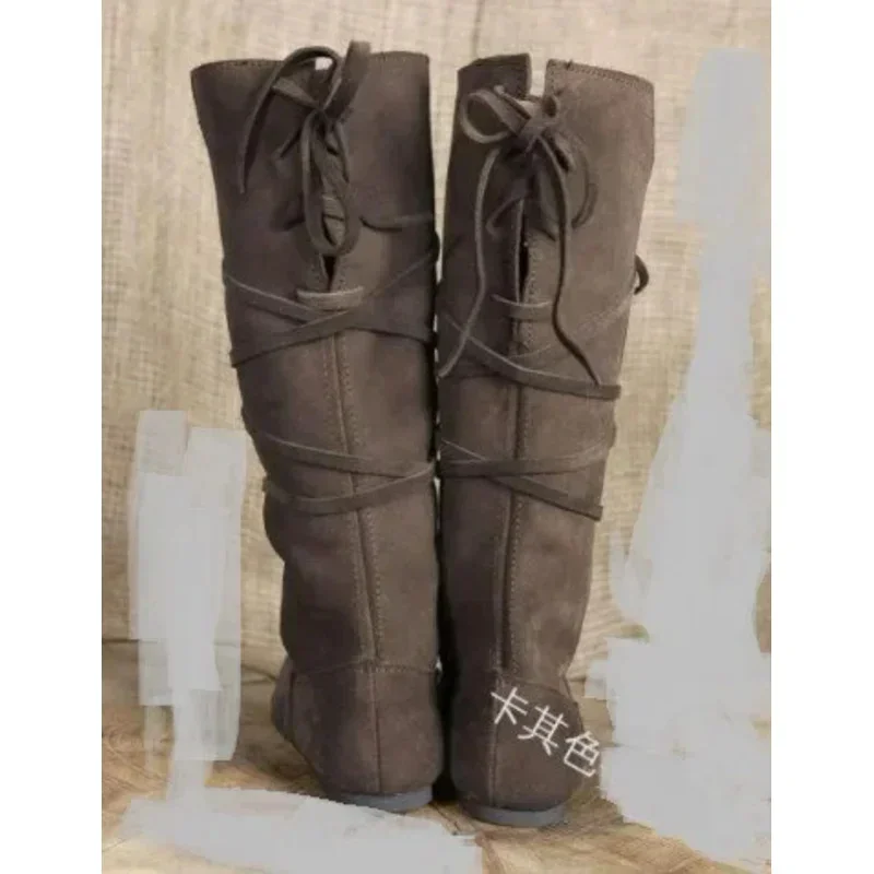 ไวกิ้งยุคกลาง Retro Knight Prince Larp รองเท้า PU หนังนักรบคอสเพลย์ฮาโลวีนเครื่องแต่งกาย Carnival Party Nordic Boot Prop
