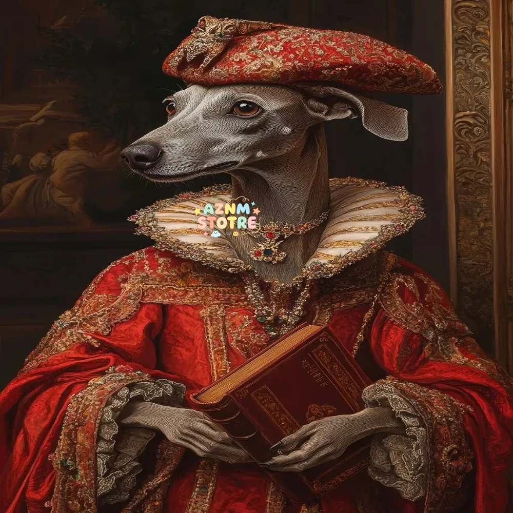 Interesting Gorgeous Dog Holding Book Reading Poster Aclassical Pet Artwork Prints Canvas Painting Wall Pictures Classroom De