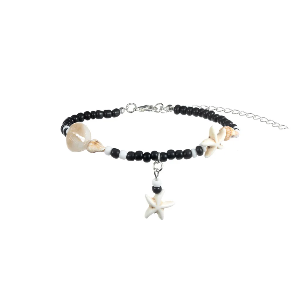 Bohemia Shell Anklet For Women Colorful Rice Beads Handmade Braided Rope Bracelet On Leg Beach Barefoot Sandal Leg Chain Jewelry