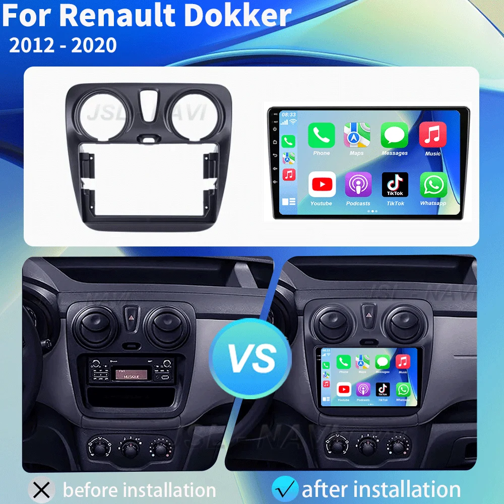 Android 16 Car For Renault Dokker Lodgy Dacia 2012 - 2020 Radio Multimedia Player Android Auto Carplay Head Unit Navigation GPS