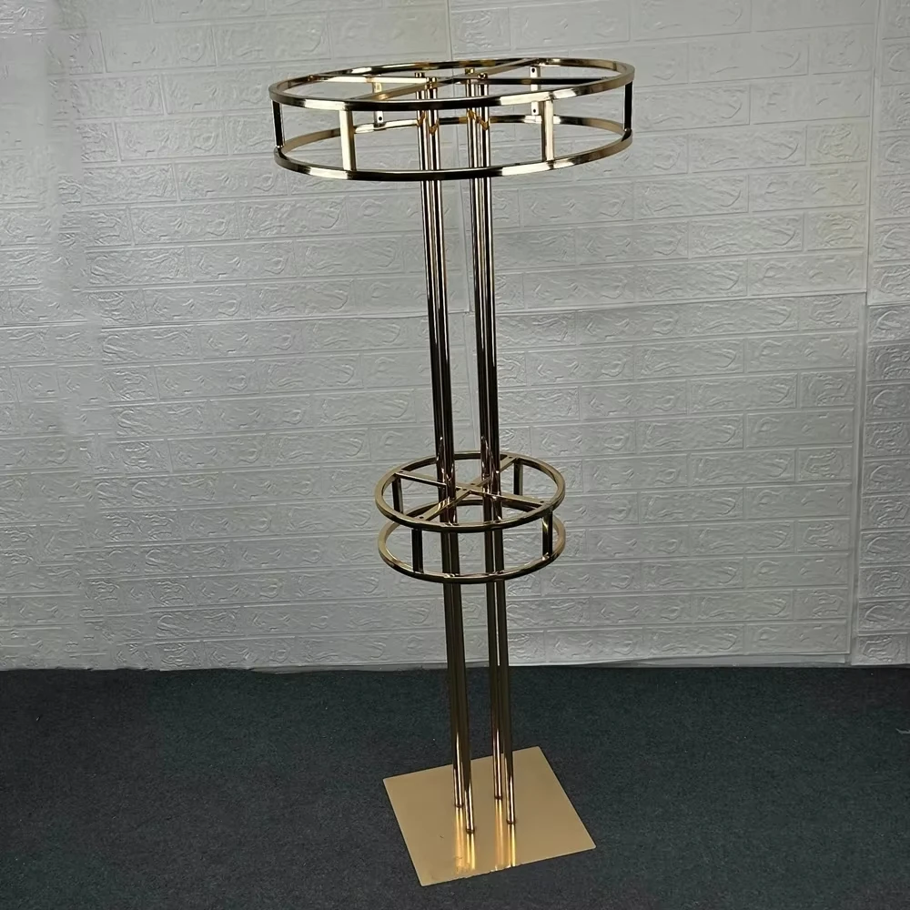 Electroplated gold flower stand gold bracket road leading wedding main table center flower stand suitable for event party deco