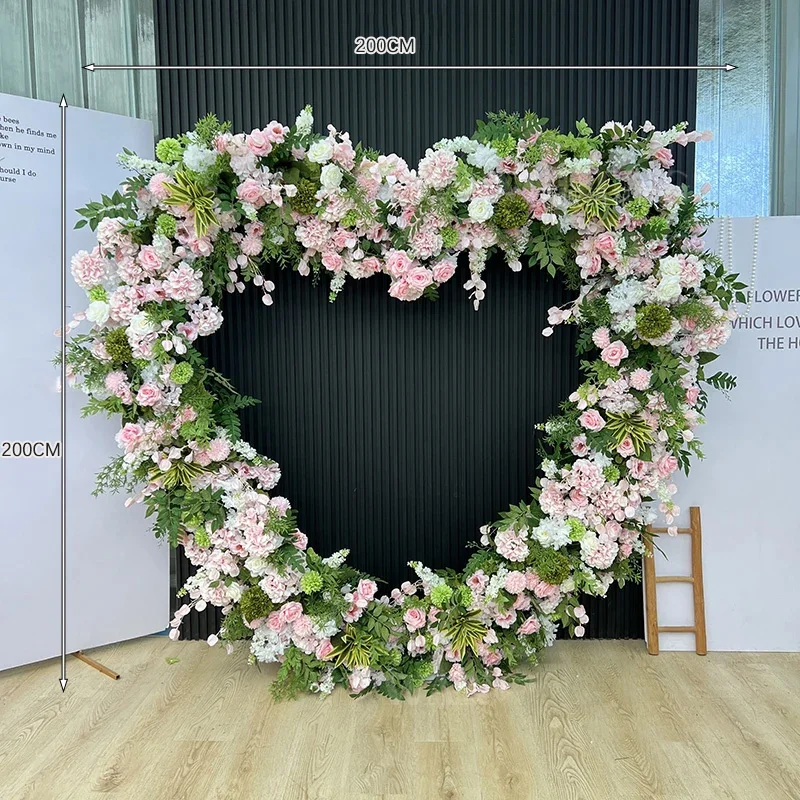 NONE 200CM Großhandel Künstliche Seidenblume Rot Weiß Gewölbte Herzförmige Hochzeit Gewölbte Rose Herzförmige Gewölbte Blumenhintergrund 7