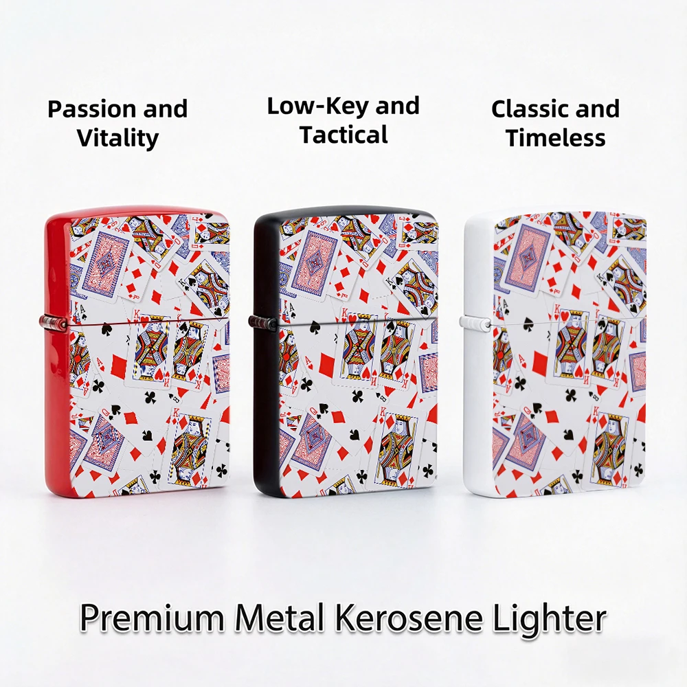 Vintage Flip Top Lighter lighters vintage Classic Playing Cards Poker Card Deck Retro Gambling Art Print lighters for smokers