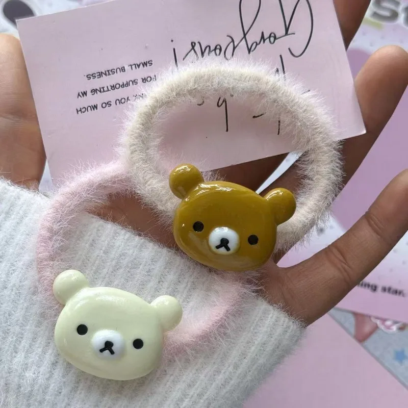 1/2 ชิ้น ที่คาดผมลายริลัคคุมะน่ารักสำหรับเด็กผู้หญิง ลายการ์ตูนน่ารัก เครื่องประดับผมแฟชั่น เชือกมัดผม สร้อยข้อมืออนิเมะ ของขวัญคริสต์มาส