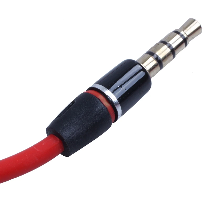 DT51 2pcs 3.5mm 1/8 Inch Male to Male 4 Pole Car AUX Audio Cord Cable Record Headphone RED