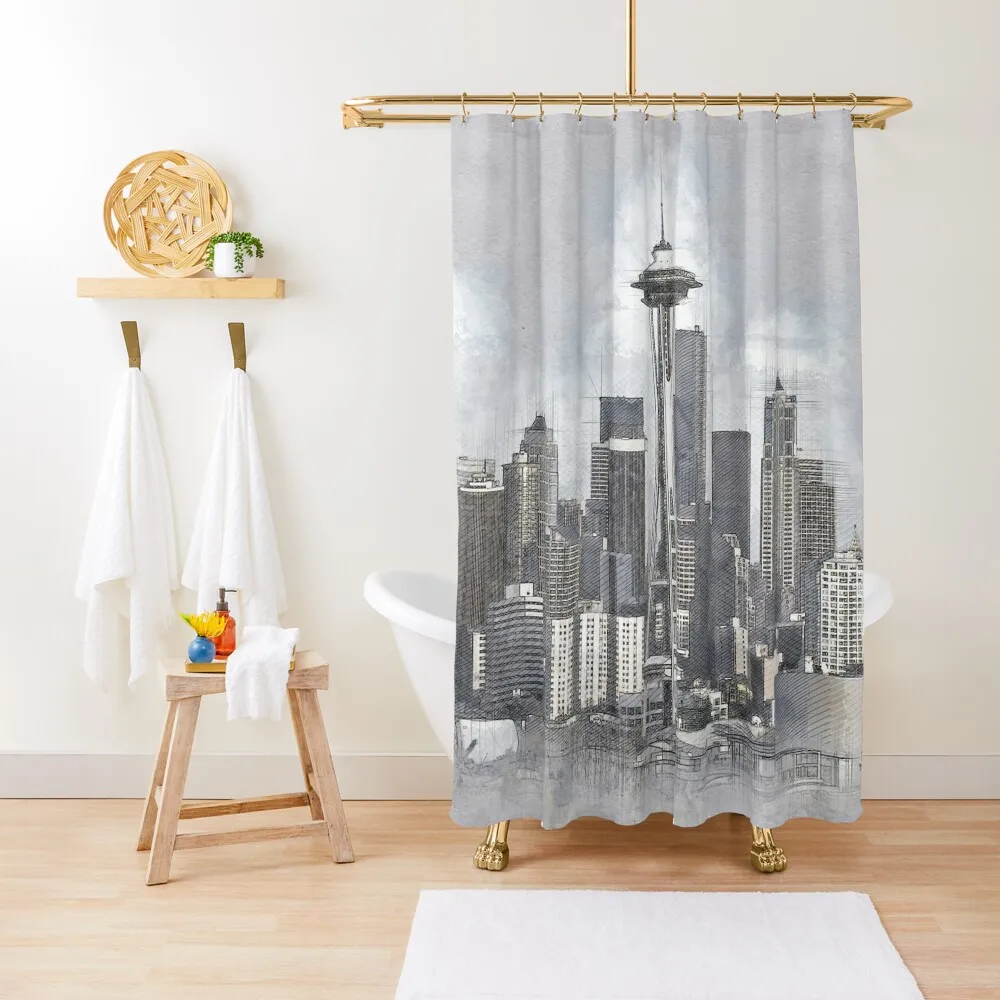 

Seattle Shower Curtain Waterproof Shower Anti-Mold Waterproof Shower Luxury Bathroom Bath Curtain