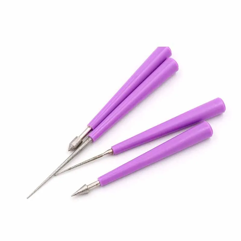 2/4Pcs Hole Enlarger Tools Pearl Glass Beads Tipped Reaming File Reamer Jewelry Tools Diamond Needle File Sets Beading