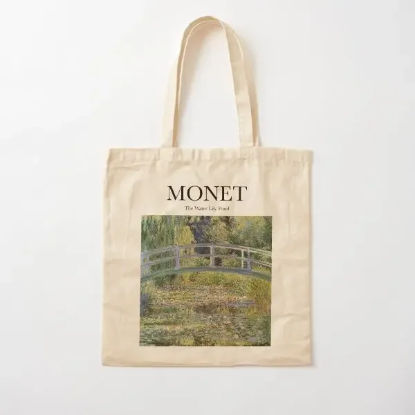 

Monet The Water Lily Pond Cotton Canvas Bag Shopper Fashion Ladies Reusable Shoulder Bag Casual Printed Tote Fabric Handbag