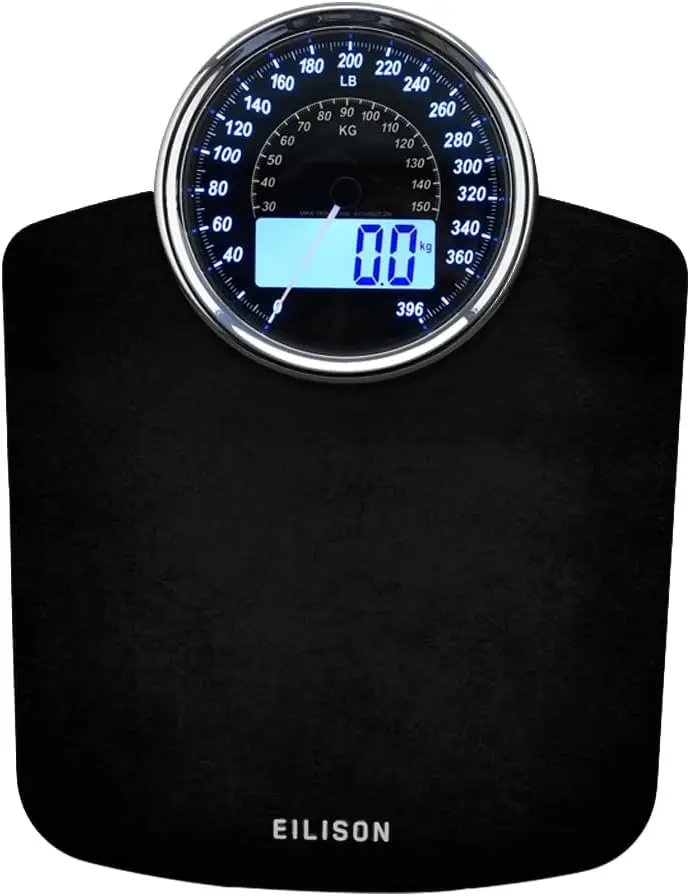 

Advanced 2-in-1 Digital & Analog Bathroom Scale, 400lbs Capacity, High Precision Sensors, Tempered Glass