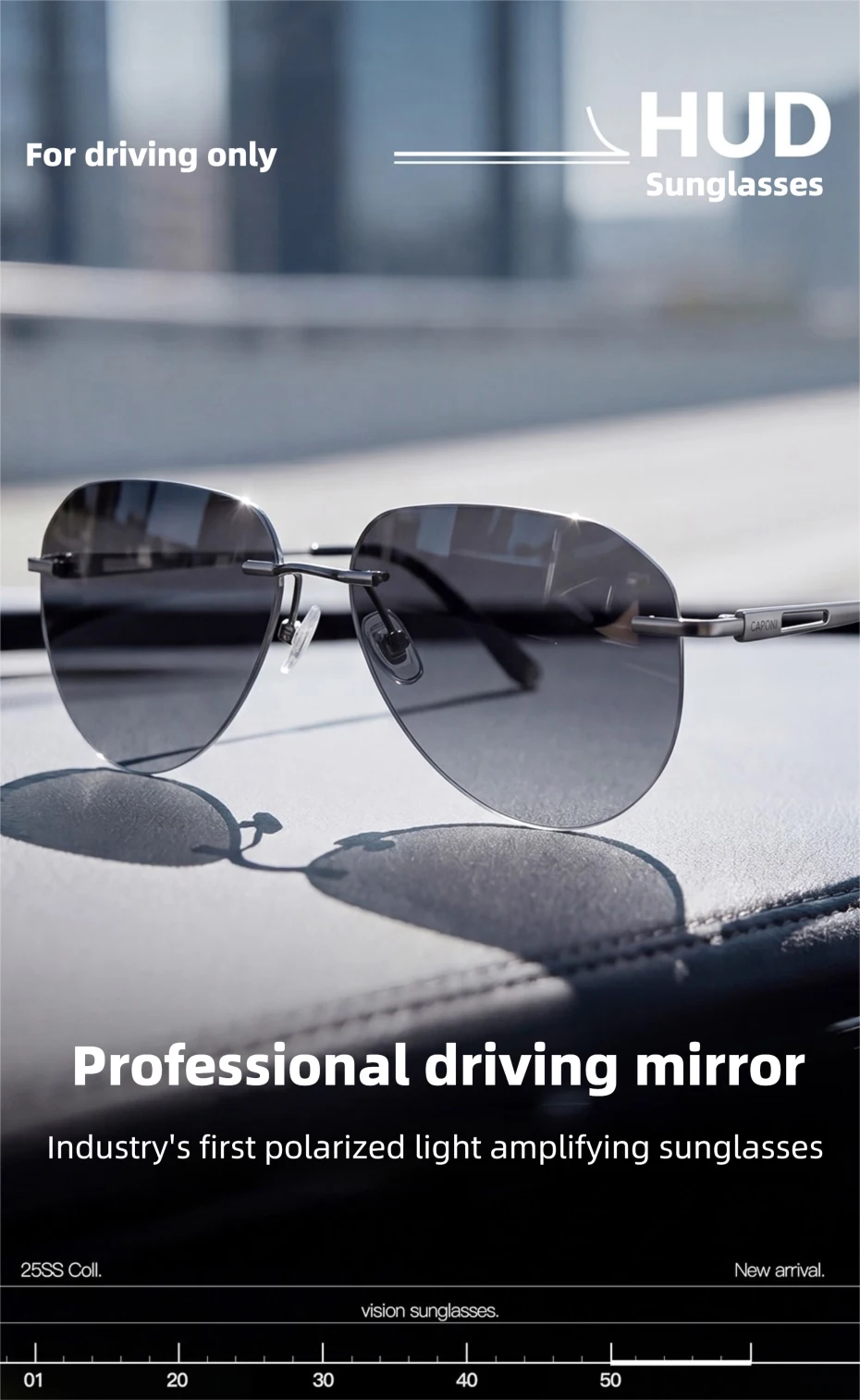 CAPONI Randlose männer Sonnenbrille Polarisierte Photochrome UV400 Outdoor Fahren Sonnenbrille Titan Legierung Mode Brillen BS22003 – Detail 2