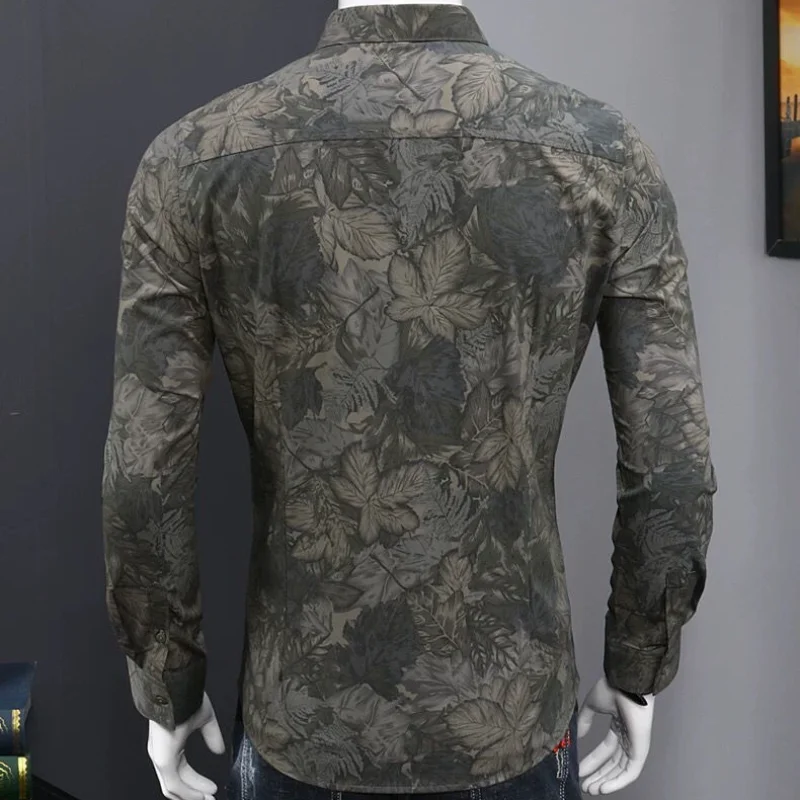 Man Tops with Print Floral Printed Long Sleeve Shirts and Blouses for Men Elegant Collar Xxl Slim Fit Sleeves Vintage Clothing S