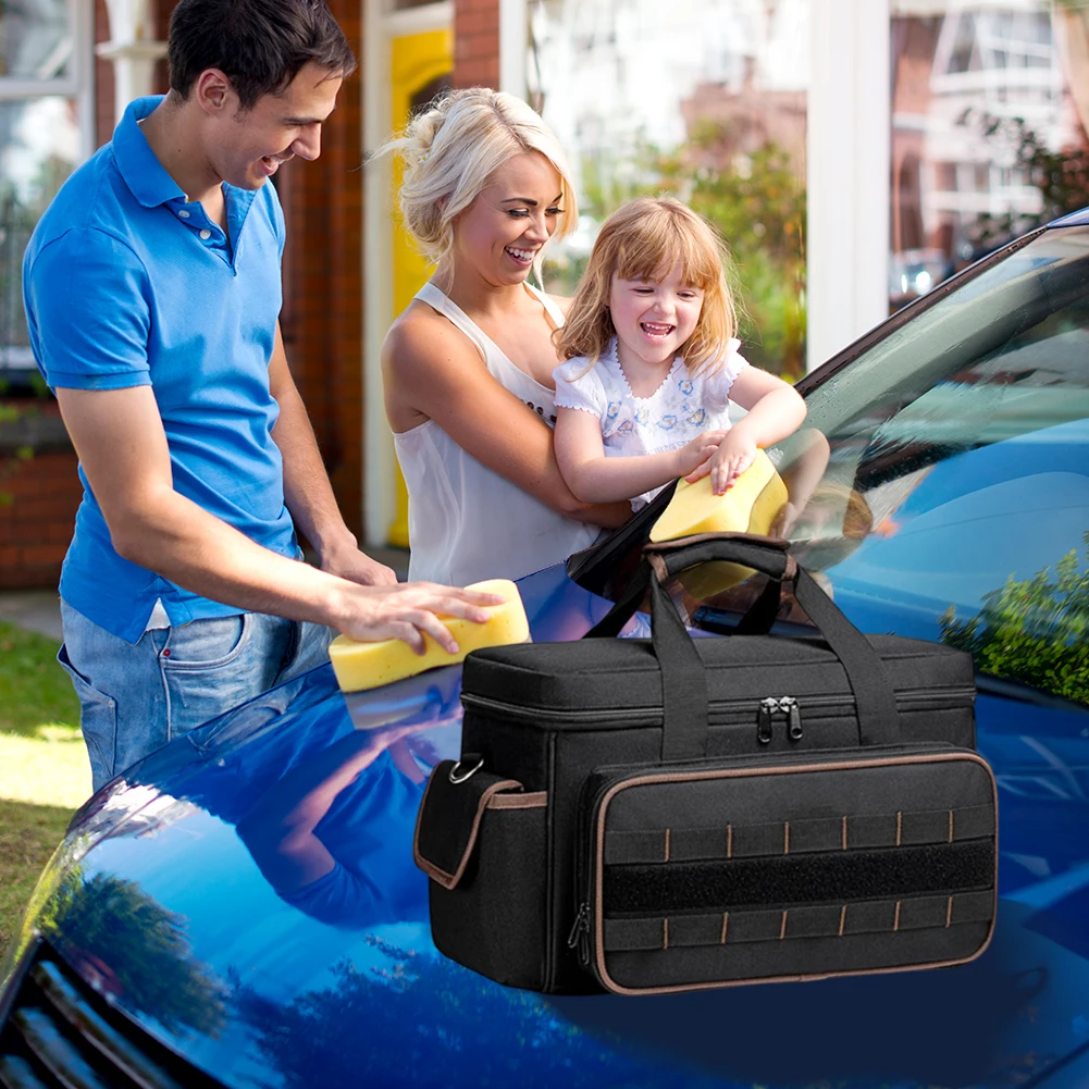 17 Inch High Capacity Wide Mouth Tote with 20 Pockets Large Tool Bag Organizer Waterproof for Electrician Mechanic Plumber HVAC
