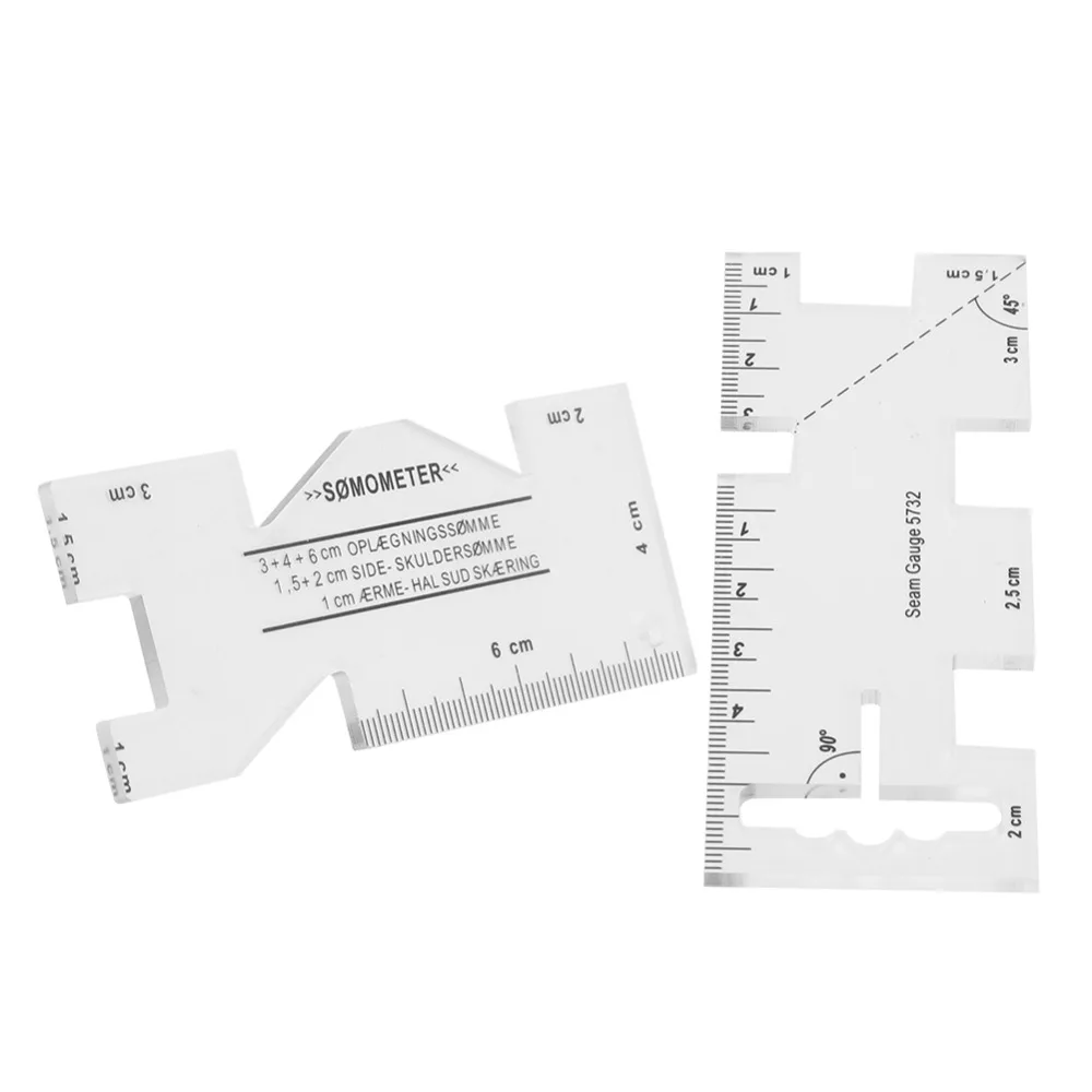 2pcs Clearly Visible Scales Patchwork Ruler Draw Stitch Marks Plastic Measuring Gauge Mini Sewing Ruler For Sewing Machine