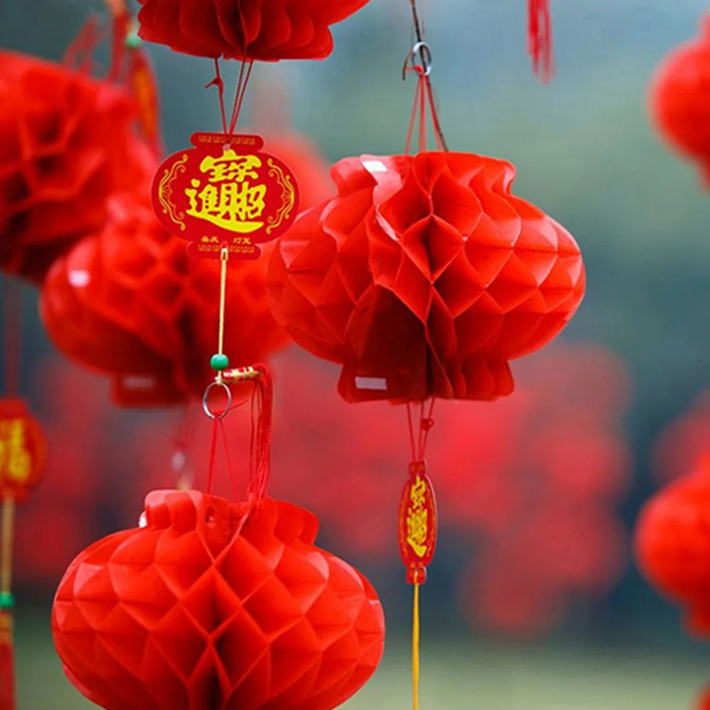 

20Pcs Red Chinese Honeycomb Lanterns Waterproof Decorations for Spring Festival New Year Party Hanging Chinese New Year Lanterns