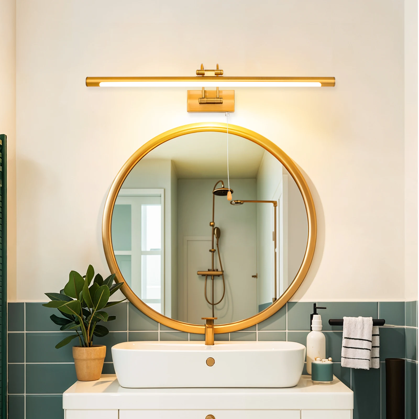 Lámpara de espejo LED IP44 para baño, lámpara de espejo LED para baño 40cm 270 ° Lámpara de pared giratoria para baño, lámpara de espejo para baño impermeable