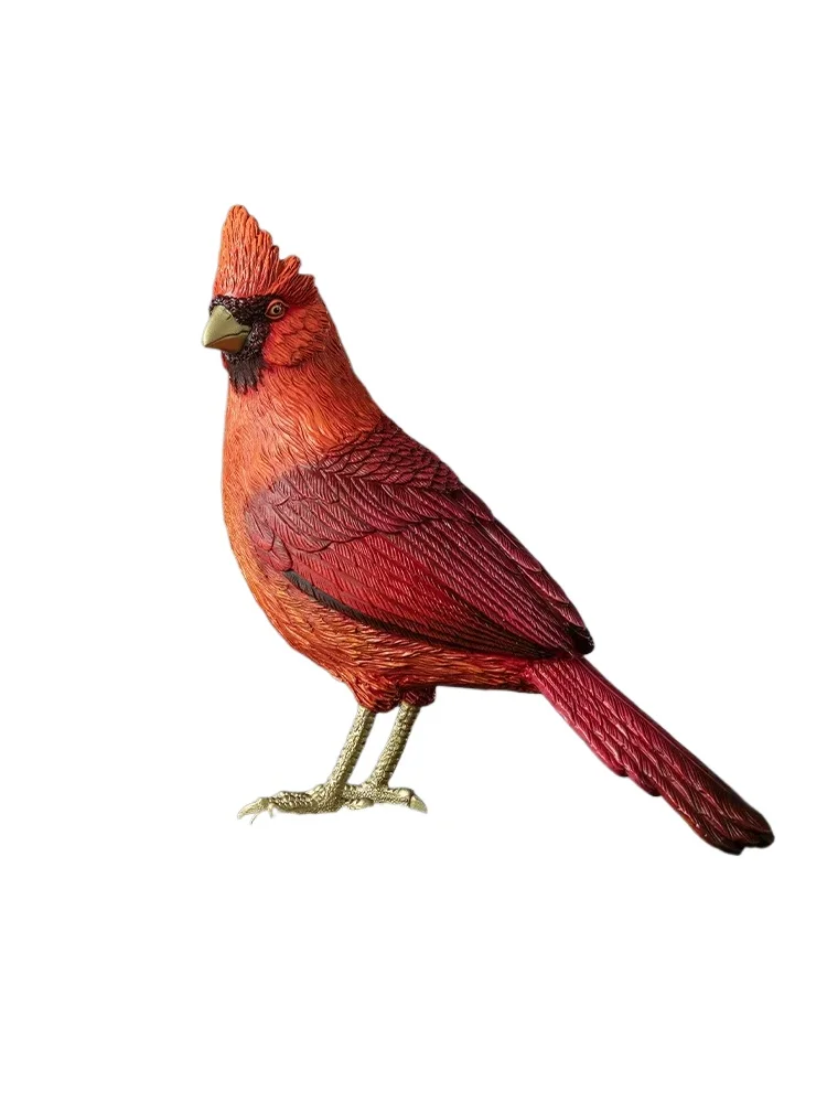 Copper Handicraft Animal Figurines Cardinals Statue Brass Animal Sculptures Birds Ornament Art Collection Home Decor Gifts
