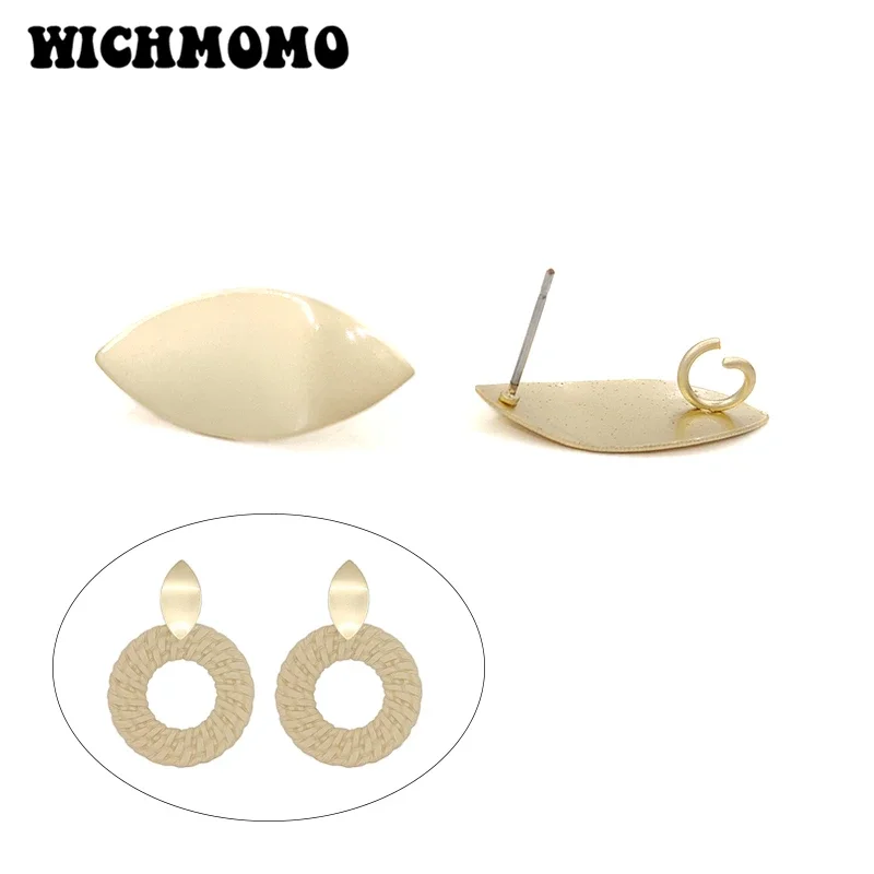 New 25mm 6pieces/bag High Quality Alloy Matte Oval Seeds Earring Base Connectors for DIY Earring Findings Jewelry Accessories