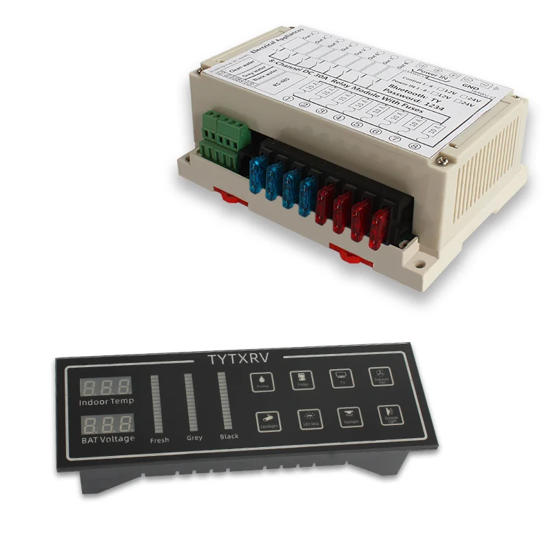 TYTXRV  RV Caravan Control Panel With Temperature And Voltage Display 8-Way Switch Control Panel