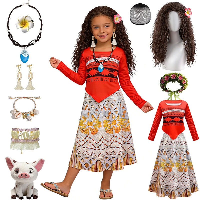 Nuevo Disfraz de Princesa Moana para Niñas, Estilo Bohemio, para Halloween, Cosplay, Fiestas de Cumpleaños, Carnaval, Ropa Infantil