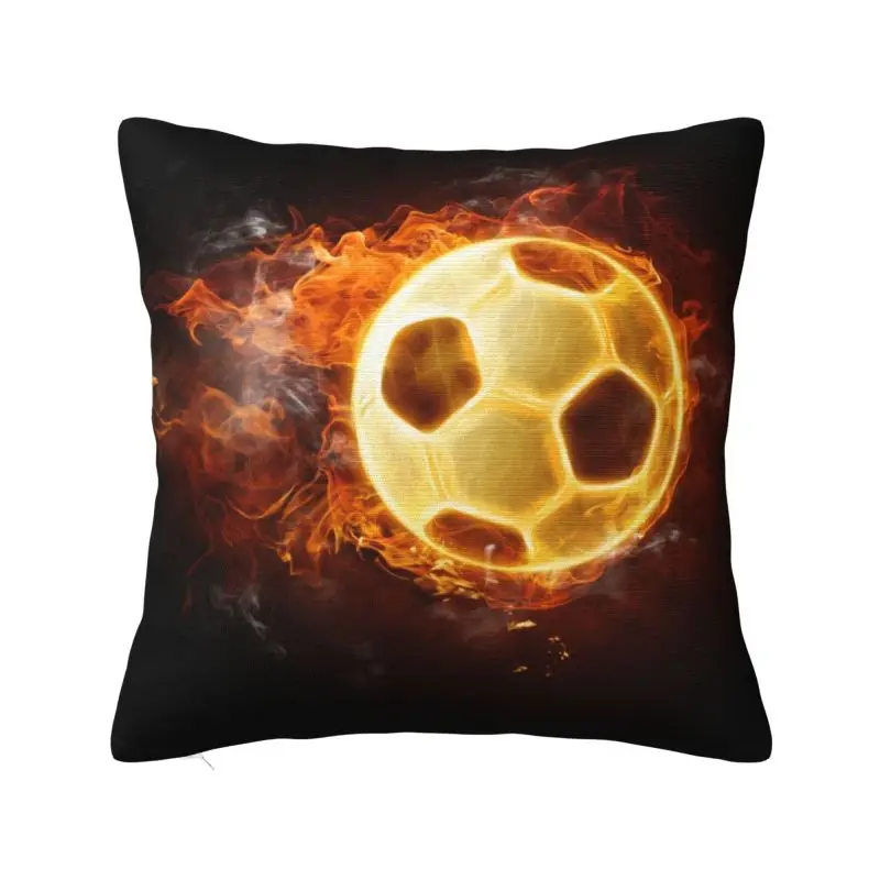 Custom Luxury Soccer Fire Ball Cushion Covers 45x45cm Velvet Sports Lover Football Pillow Case for Sofa Square Pillowcase