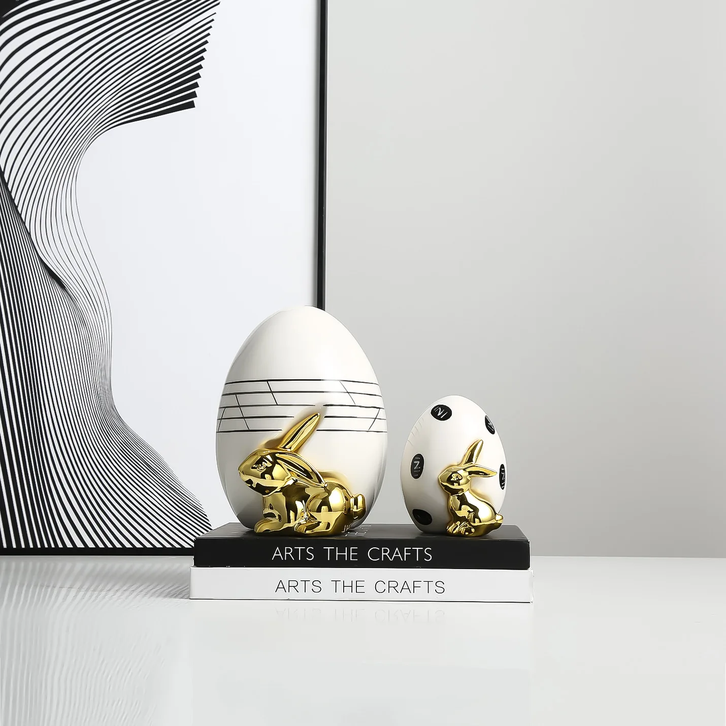 Modern light luxury creative planet rabbit ceramic small ornament