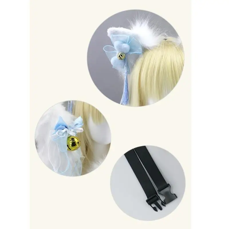 

A52E Foxes Cats Cosplay Costume Cats Ear Tail Halloween Party Cats Ear Headband Tail