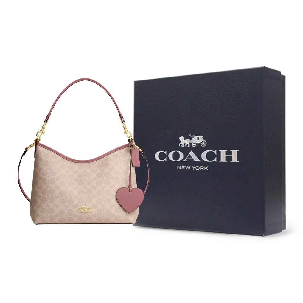 COACH Laurel Artificial Leather Crossbody Bag, Shoulder Bag Large Women's Sand & Cyan CDQ14-IMY6J