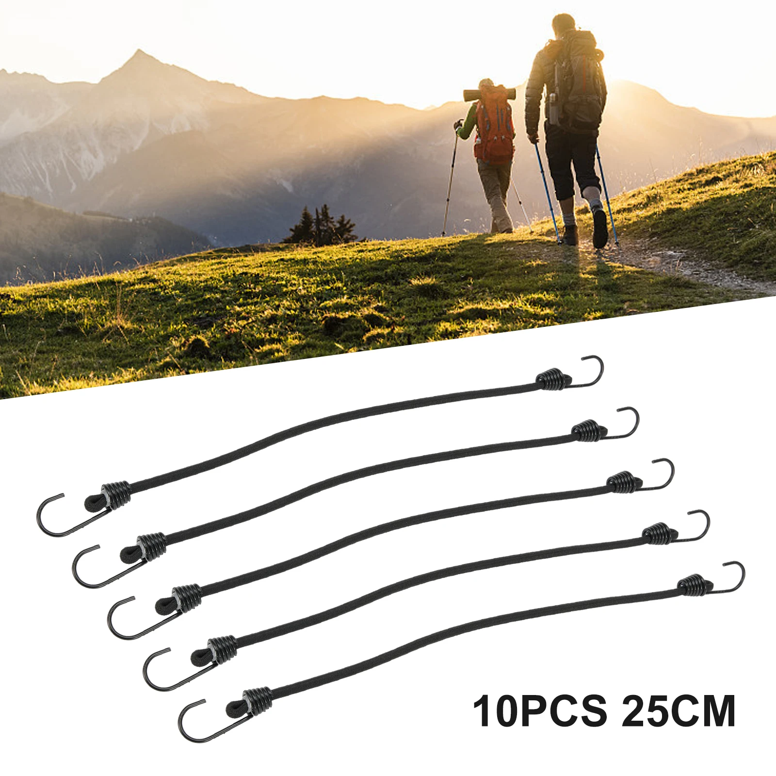 Pack Of 10 Heavy Duty Elastic Bungee Cords Luggage Cord 25cm Outdoor Mini Metal Hooks Heavy Duty Bungee Cord Bundle
