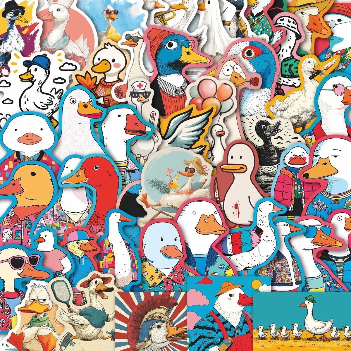 สติกเกอร์การ์ตูน Silly Goose 10/50 ชิ้น สติกเกอร์กราฟฟิตี้สุดเก๋ แฟชั่น DIY ของเล่นสุดล้ำ สำหรับสมุดภาพ กระเป๋าเดินทาง สติกเกอร์ตกแต่งสวยงาม