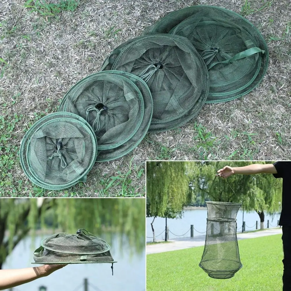 Portable Collapsible Trap Fish Basket 3 Layer Drawstring Opening Design Fishing Net Cage Round Fishing Net