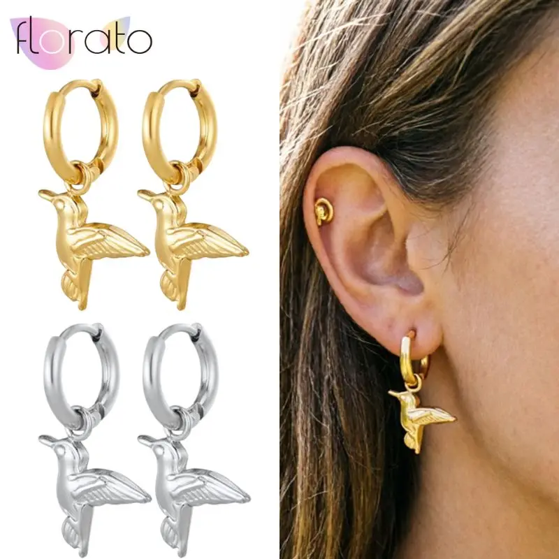 

925 Sterling Silver Ear Needle Classic Exquisite Birdie Pendant Earrings Women's Fashion Creative Design Earrings Jewelry Gift