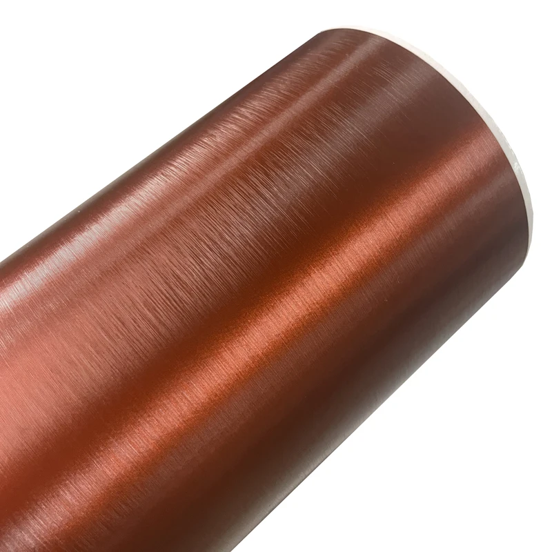 Premium Chrom gebürsteter Stahl Metallic Kupfer Braun Vinyl Wrap Roll DIY selbstklebende Aufkleber Auto Wrapping Folie