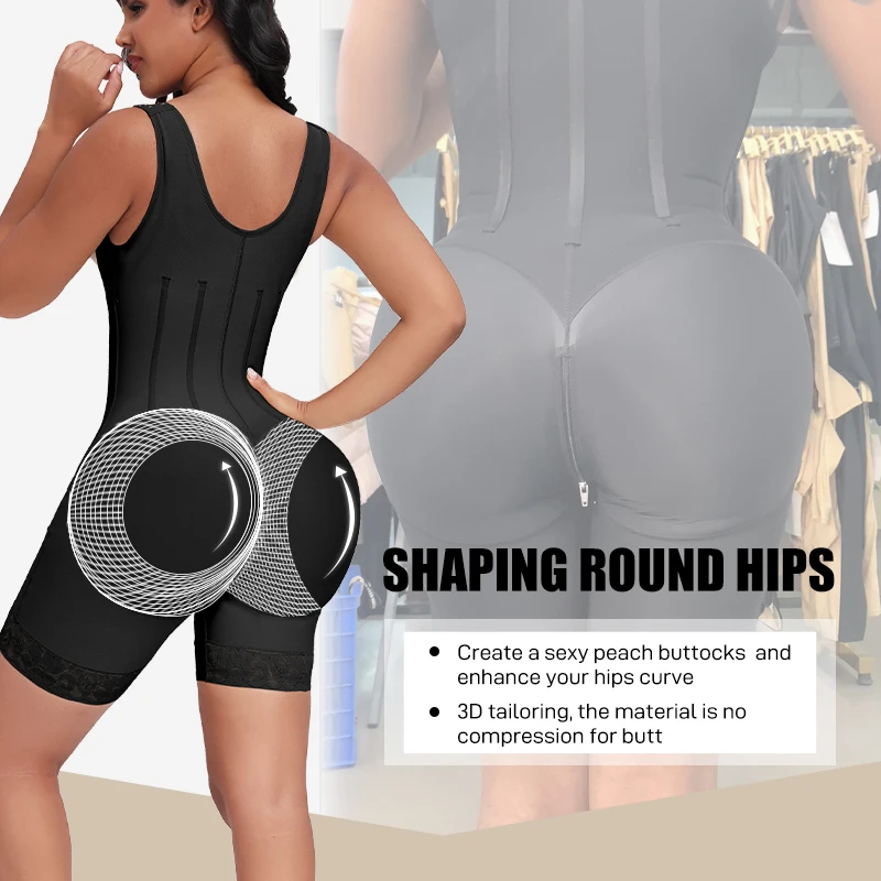 Women Firm Tummy Control Full Body Shaper Lipo Post-op Recovery 11 Steel Bone Waist Cinchers Post Surgery Shapewear Bodysuit