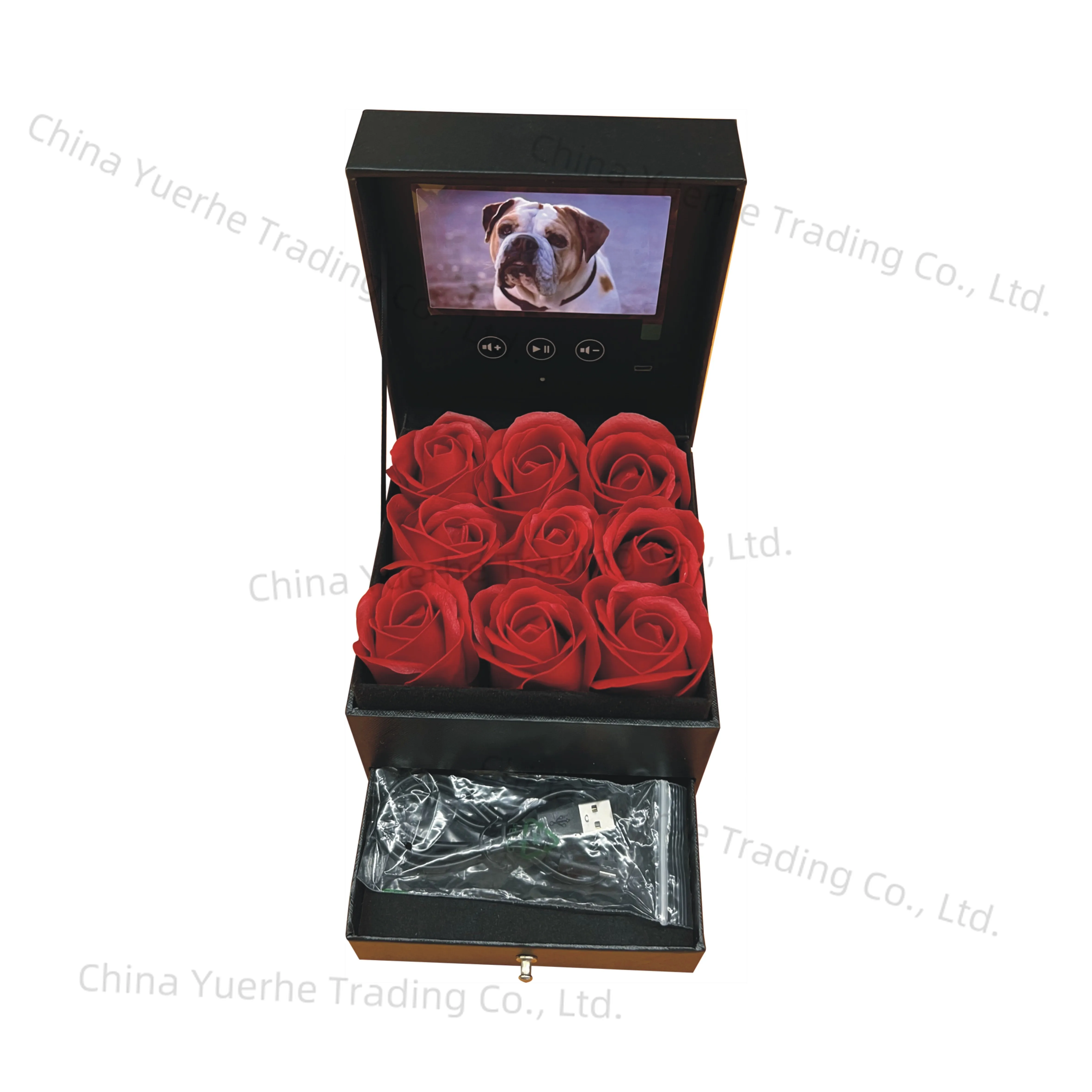 

4.3 inch Lcd Rose Box With Drawer Luxury Video Flower Boxes Personalised with Your Video message 128 Memory Lcd Video Gift Box