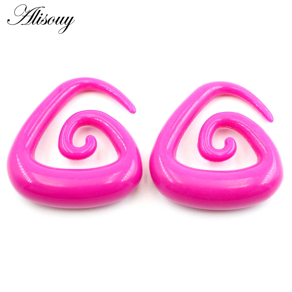 Alisouy 2pcs 1.6-10mm Irregul Triangle Acrylic Spiral Ear Tunnels Plugs Expander Stretcher Earrings Gauges Body Piercing Jewelry