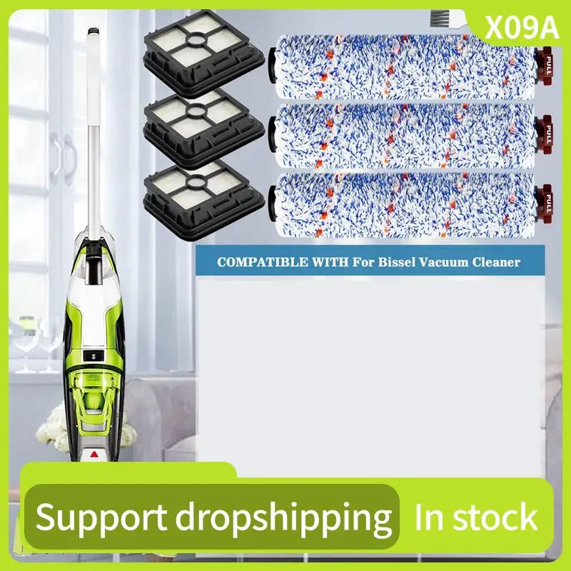 

X09A 2X Multifunctional Roller Brush + Filter Parts For Bissel Crosswave 1866 1868 1785 2306 Robotic Vacuum Cleaner