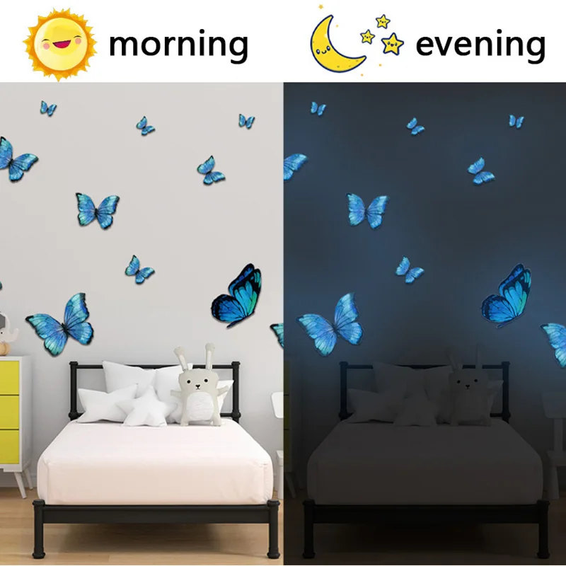 

Luminous butterfly wall stickers Children's room decorative wall stickers self-adhesive luminous phosphorescent stickers