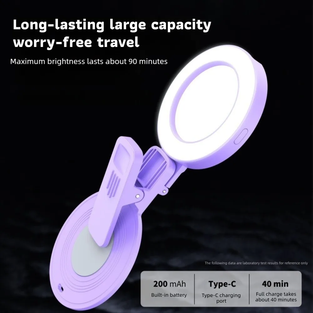 

Rechargeable Pocket LED Selfie Light Soft Light Three-Color Light LED Ring Light 180° Rotatable Foldable