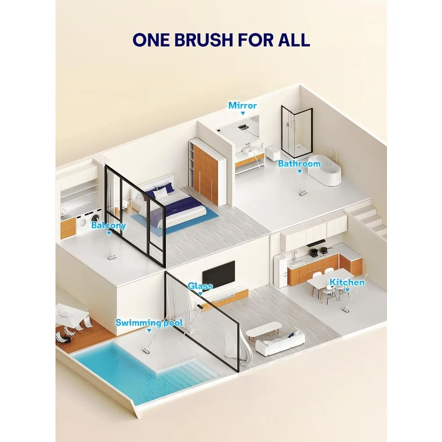 Cepillo para fregar suelos con mango largo, raspar 3 en 1 y cerdas rígidas de alta resistencia, cepillo para fregar suelos con escobilla de goma y pinzas para