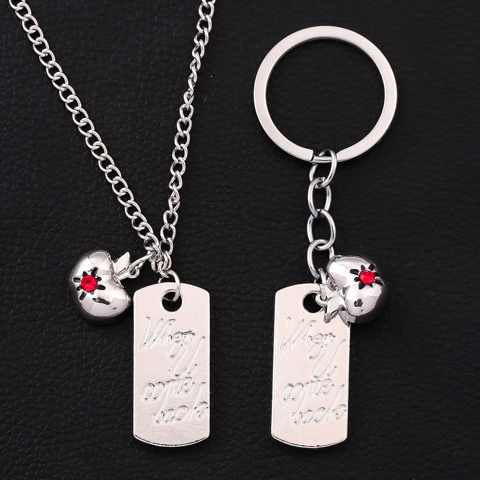 2Pcs/Set Game Love and Deepspace Caleb Necklace Keychain Summer Day Apple Clavicle Bag Pendant Women's Jewelry Accessories Gift