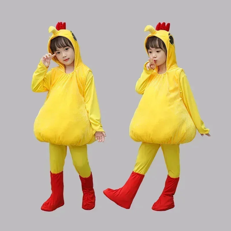 

COSda@Novelty Chicken Chick Duck Hooded Costume Yellow Bodysuit Outfit for Children Kids AdultCOSda@