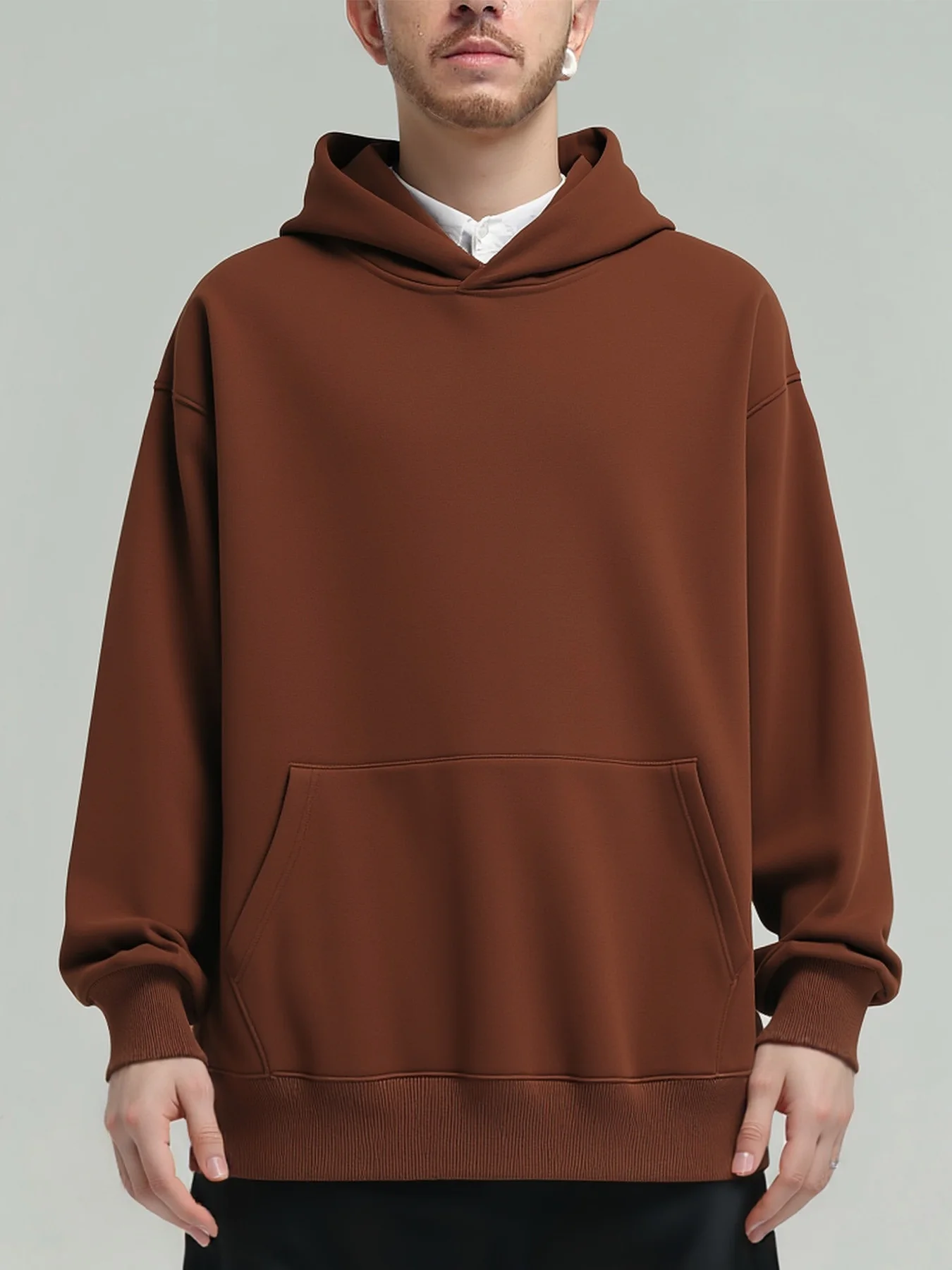 

16.9oz 480 Grams Heavy Weight Cotton Velvet Hooded Sweater Men Thickened Tight Polar Fleece Pullover Hoodie Women Sweatshirt