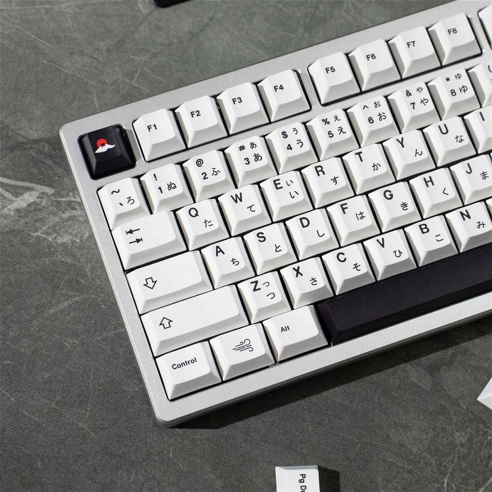 

147 Keys, Black and White, Cherry Keycaps for Cherry MX 61 68 104 108 Mechanical Keyboard